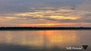 Sunset of Kratie on Mekhong river